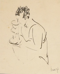 Attributed Paul Lucien Maze (Anglo-French, 1887-1979), Study of a mother and child, bears signature, monochrome ink and wash, 18 x 15cm